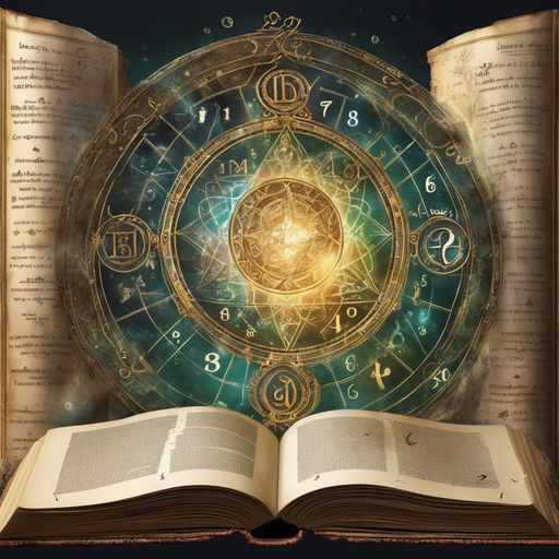 65 open old mystical book with numbers letters and ancient alchemical symbols floating pages broken 65 open old mystical book with numbers letters and ancient alchemical symbols floating pages broken
